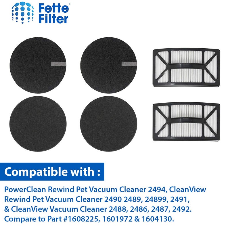 Fette Filter - Vacuum Filter Compatible with Bissell Rewind Pet Vacuum. Compare to Part # 1608225, 1601972 & 1604130. Combo Pack - Image 2